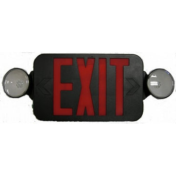 Morris Round Head LED Combo Exit Emergency Light Red LED Black Housing