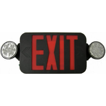 Morris Round Head LED Combo Exit Emergency Light High Output Remote Capable Red LED Black Housing