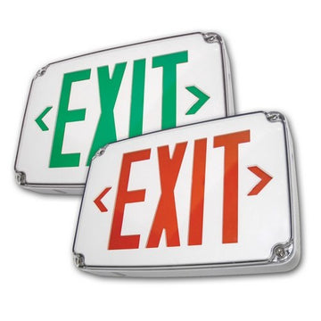 Morris Compact Cold Weather & Wet Location LED Exit Sign Battery Backup Red LED White Housing