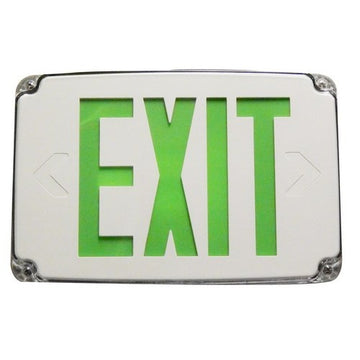 Morris Compact Cold Weather & Wet Location LED Exit Sign Battery Backup Green LED White Housing