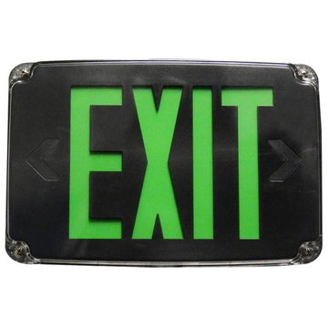 Morris Compact Cold Weather & Wet Location LED Exit Sign Battery Backup Green LED Black Housing