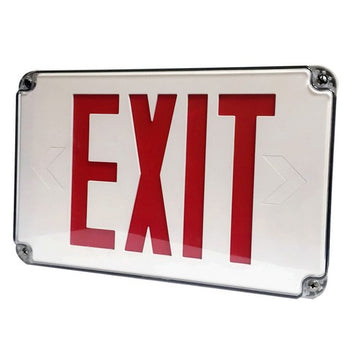 Morris LED Wet Location Exit Signs Red Legend
