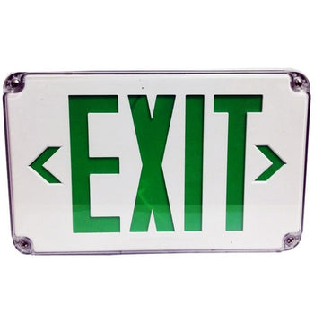 Morris LED Wet Location Exit Signs Green Legend