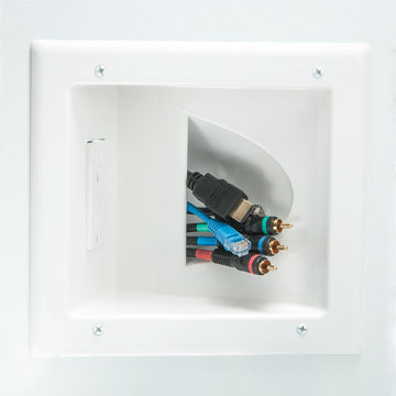 DataComm Recessed Bulk Cable Wall Plate w/ Angled Power