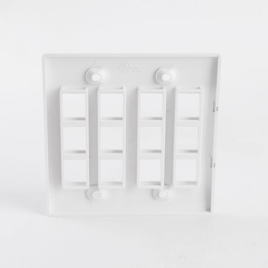 Dual Gang Keystone Jack Wall Plate - 8 or 12 Ports