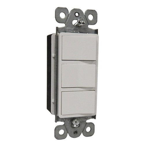 Morris 81970 Commercial Grade Decorative Triple Rocker Switch 15A-120/277V
