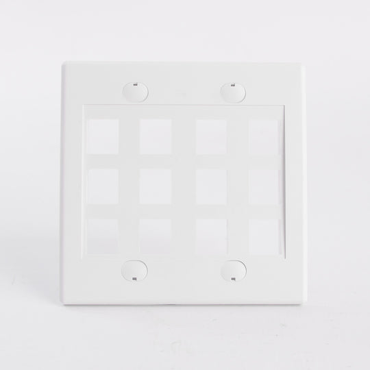 Dual Gang Keystone Jack Wall Plate - 8 or 12 Ports