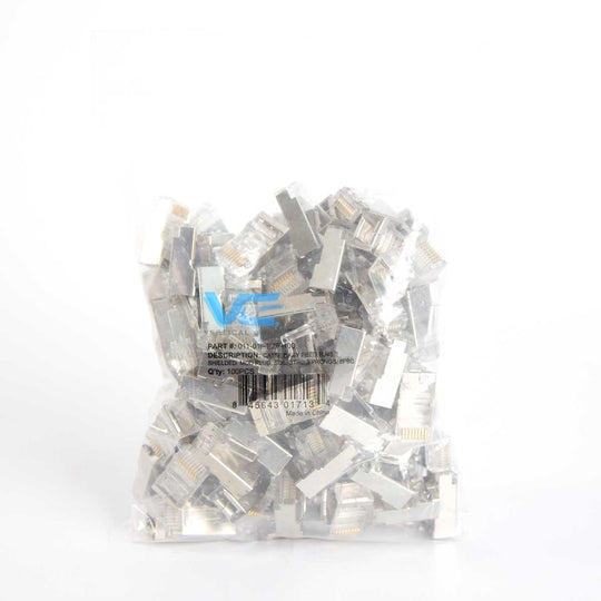 Vertical Cable Cat5E RJ45 Shielded Feed Through Plug 100 Pack