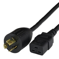 World Cord NEMA L6-15P to C19 15A 250V 14/3 SJT Power Cord - Black