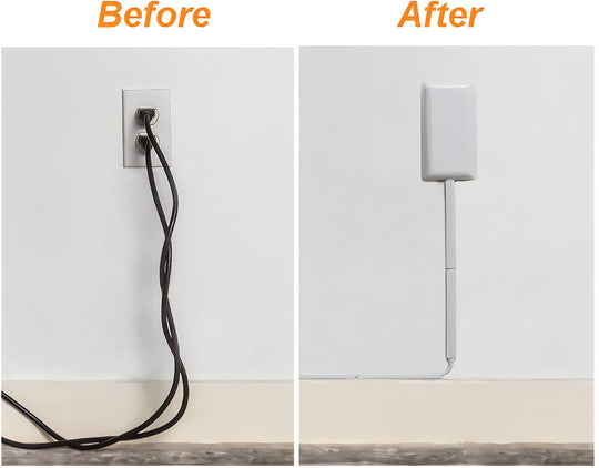 Sleek Socket Ultra-Thin Child Proofing Electrical Outlet Cover with 3 Outlet Power Strip and Cord Cover Kit, 8-Foot