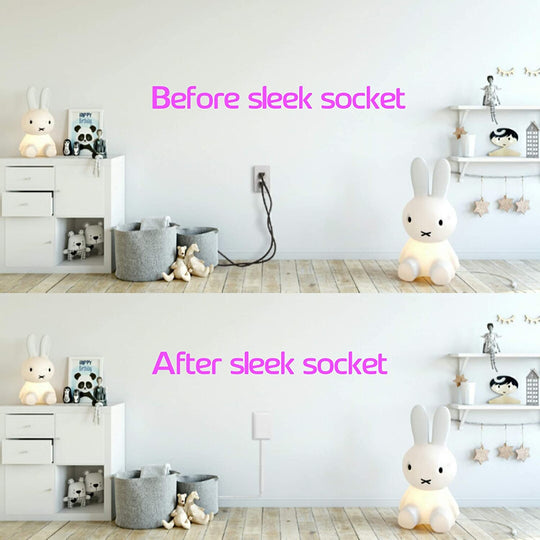 Sleek Socket Ultra-Thin Child Proofing Electrical Outlet Cover with 3 Outlet Power Strip and Cord Cover Kit, 8-Foot