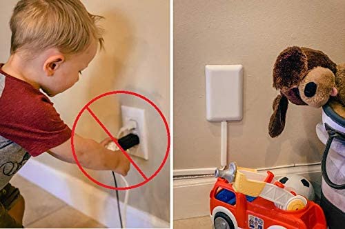 Sleek Socket Ultra-Thin Child Proofing Electrical Outlet Cover with 3 Outlet Power Strip and Protective Cord Cover Kit, 8-Foot