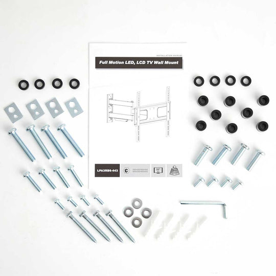 Rhino Brackets Articulating Curved and Flat Panel Single Stud TV Wall Mount w/ In-Wall Wire Hider Kit for 32-55 Inch Screens