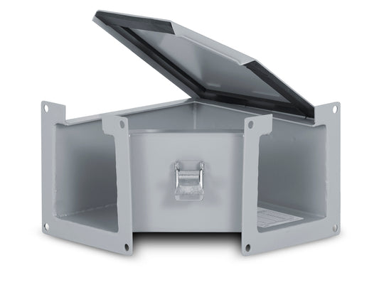 Austin AB-66LL90 6x6 Type 12 & 13 JIC Lay-In Wireway Elbow - 90 deg Top Open, Painted ANSI 61 Gray