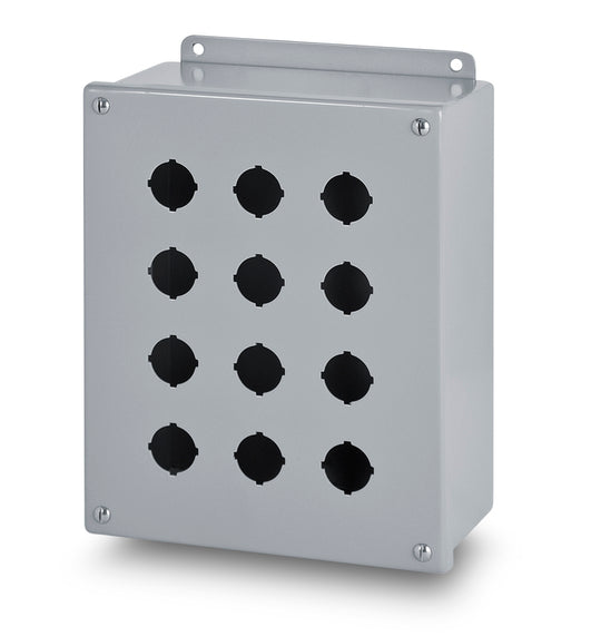 Austin AB-B1NPB 6.75x3.5x3 Type 4 2 Hole Pushbutton Enclosure - Painted ANSI 61 Gray