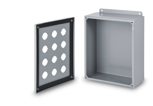 Austin AB-A1NPB 3.5x3.5x3 Type 4 1 Hole Pushbutton Enclosure - Painted ANSI 61 Gray