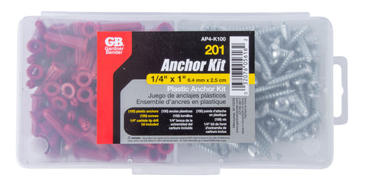 Gardner Bender Plastic Conical Anchor 1/4 x 1 - 100 pcs, AP4-K100