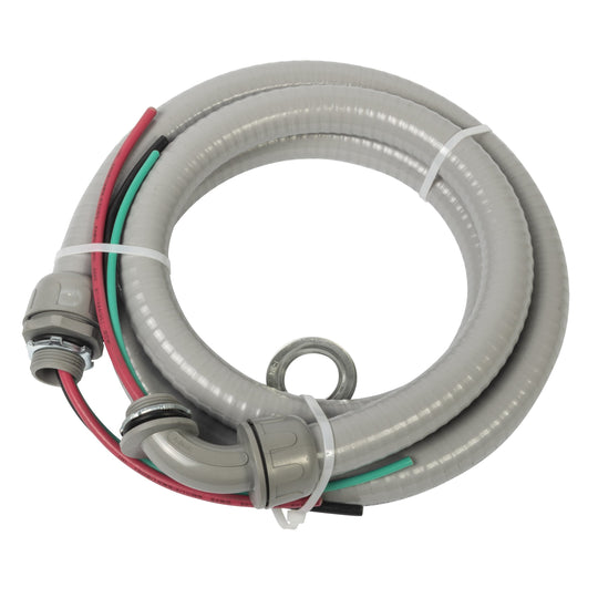 Bergen AC Whip Liquid Tight 2 X #8AWG Stranded Red/Black 1 X #10AWG Green 3/4" Straight & 3/4" 90 Degree Fittings