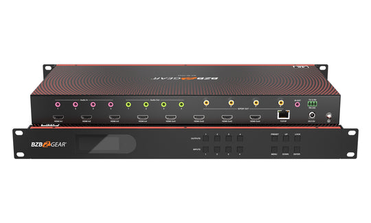 BZBGEAR 4X4 4K UHD Seamless HDMI Matrix Switcher/Video Wall Processor/MultiViewer with Scaler/IR/Audio/IP and RS-232