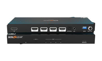 BZBGEAR 8K UHD HDMI 2.1 Splitter with Audio De-embedder (8K60 4K120 4:4:4 10bit VRR,FVA,ALLM support) - 1x4