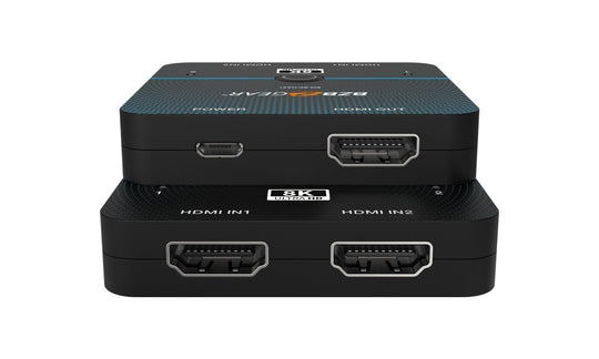 BZBGEAR 8K UHD Ultra Slim HDMI 2.1 Switcher (8K60, 4K120Hz 4:4:4 10bit) - 2x1