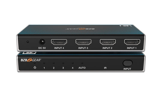 BZBGEAR 8K UHD Ultra Slim HDMI 2.1 Switcher (8K60, 4K120Hz 4:4:4 10bit) - 4x1