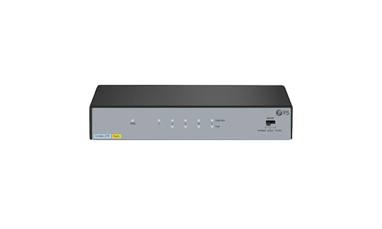 5-Port 1G Ethernet L2 Unmanaged PoE+ Switch,4 x PoE+ Ports @60W, Metal, Fanless, Desktop/Wall-Mount by FS