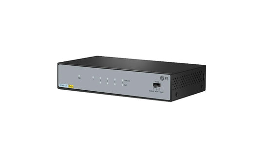 5-Port 1G Ethernet L2 Unmanaged PoE+ Switch,4 x PoE+ Ports @60W, Metal, Fanless, Desktop/Wall-Mount by FS