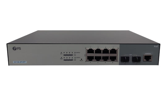 BZBGEAR 8-Port 1G Ethernet PoE+ Switch, 8 x PoE+ Ports @130W, with 2 x 1Gb SFP Uplinks, Fanless Powered by FS