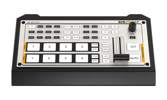 BZBGEAR 4-Channel/Input HDMI Live Streaming Video/Audio Production Switcher and Mixer with Intergrated Capture Card