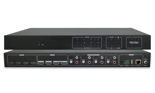 BZBGEAR 4K 60Hz 18Gbps HDMI and Audio Matrix Switcher with Downscaling/AOC Support