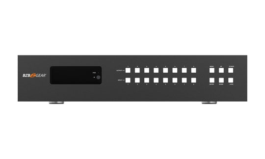 BZBGEAR 8X8 4K 18Gpbs UHD HDMI/HDBaseT Matrix Switcher with 2-Way IR/Advance EDID/Downscaling/IP and RS-232 Control