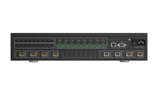 BZBGEAR 8X8 4K 18Gpbs UHD HDMI/HDBaseT Matrix Switcher with 2-Way IR/Advance EDID/Downscaling/IP and RS-232 Control