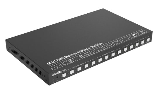 BZBGEAR 4X1 4K UHD HDMI Seamless Multiviewer/Switcher/Scaler with Audio and RS-232 Support