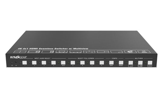 BZBGEAR 4X1 4K UHD HDMI Seamless Multiviewer/Switcher/Scaler with Audio and RS-232 Support