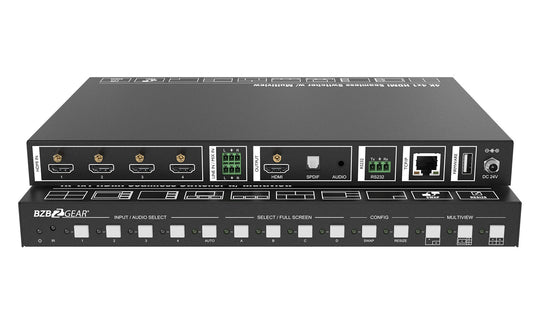 BZBGEAR 4X1 4K UHD HDMI Seamless Multiviewer/Switcher/Scaler with Audio and RS-232 Support