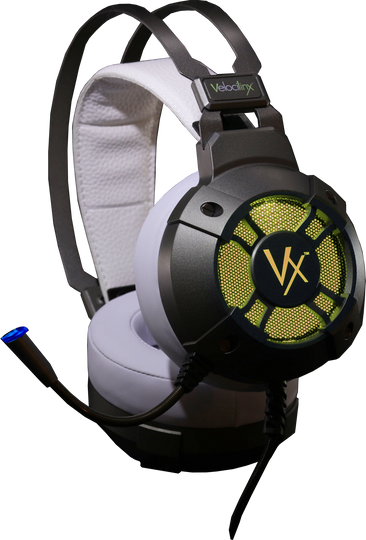 Velocilinx Boudica VXGM-HS71S-21O-WH 7.1 Surround Sound USB Gaming Headset, Silver and White