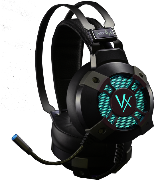 Velocilinx Brennus VXGM-HS71S-21O-BK 7.1 Surround Sound USB Gaming Headset, Silver and Black