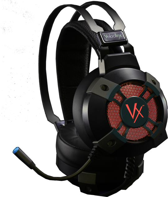 Velocilinx Brennus VXGM-HS71S-21O-BK 7.1 Surround Sound USB Gaming Headset, Silver and Black