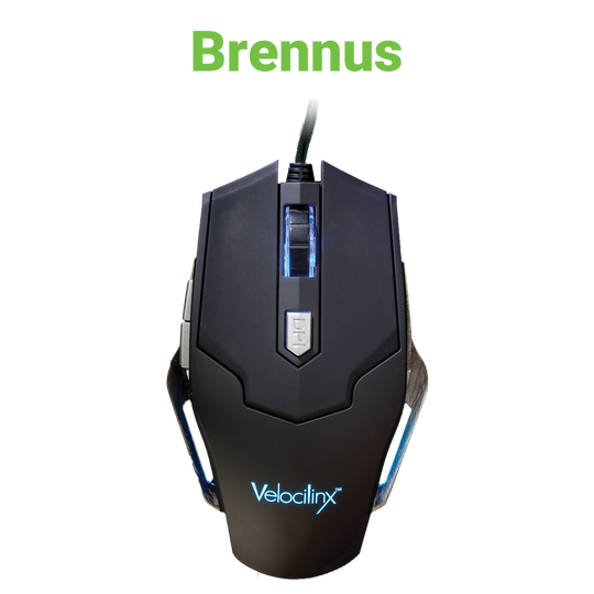 Velocilinx Brennus VXGM-MS5B-10K-BK Optical Gaming Mouse, Silver and Black