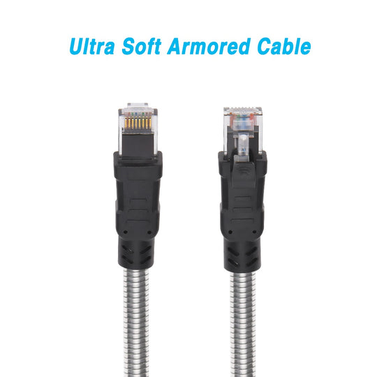 CAT6A Armored Patch Cable, Anti-Rodent, 24AWG