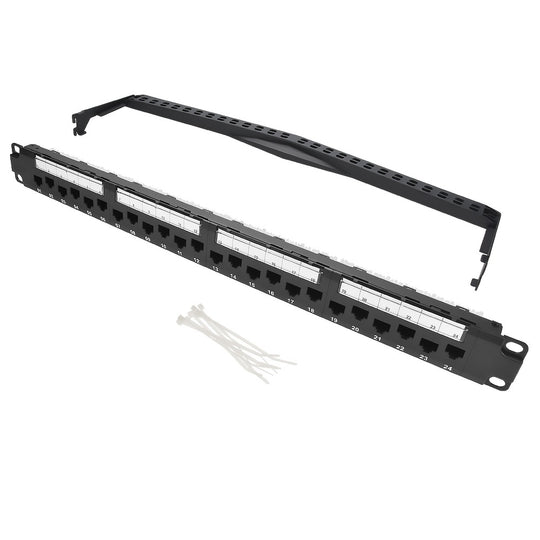 Cat6A 24 Port Patch Panel w/ Support Bar - 110 Type, UL