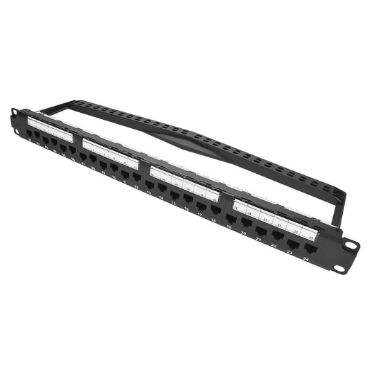 Cat6A 24 Port Patch Panel w/ Support Bar - 110 Type, UL