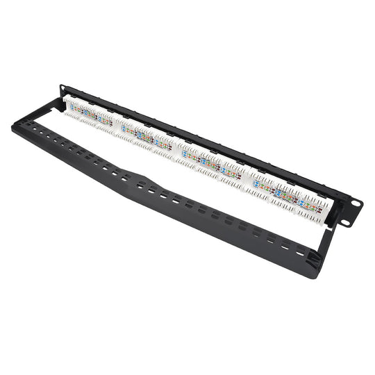 Cat6A 24 Port Patch Panel w/ Support Bar - 110 Type, UL