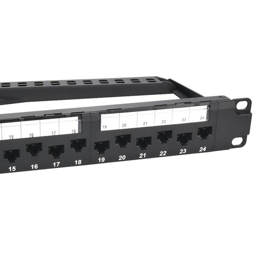 Cat6A 24 Port Patch Panel w/ Support Bar - 110 Type, UL