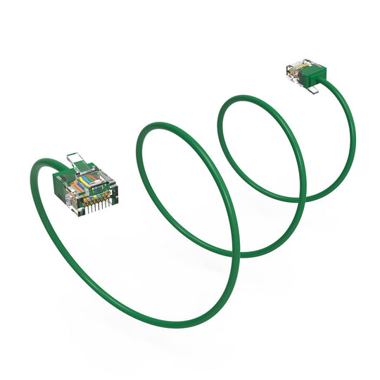 Cat6A Super-Slim Ethernet Patch Cable, UTP, Bare Copper, 32AWG - Green