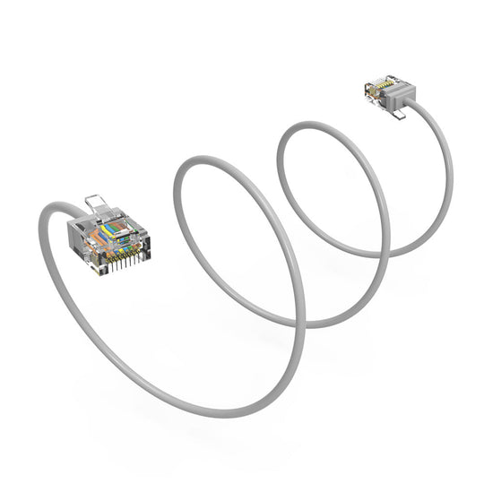 Cat6A Super-Slim Ethernet Patch Cable, UTP, Bare Copper, 32AWG - Gray