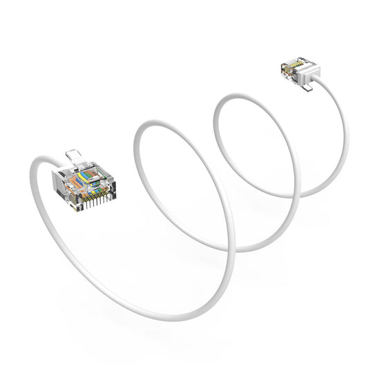 Cat6A Super-Slim Ethernet Patch Cable, UTP, Bare Copper, 32AWG - White
