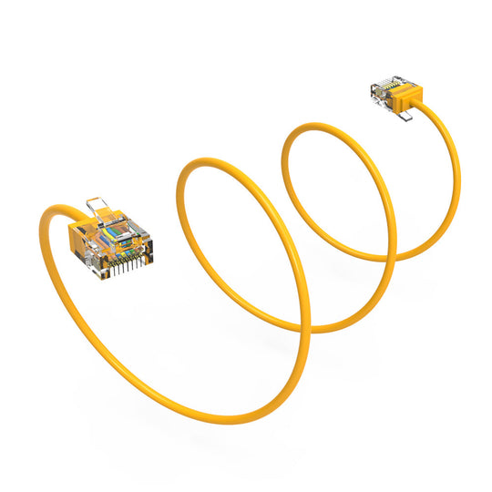 Cat6A Super-Slim Ethernet Patch Cable, UTP, Bare Copper, 32AWG - Yellow