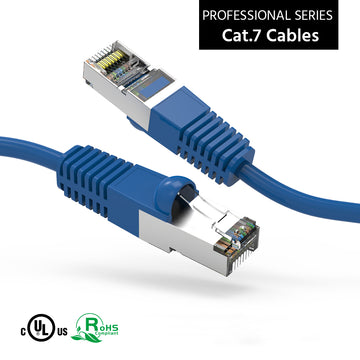 Cat7 Shielded (SSTP) 600MHz Ethernet Patch Cable, Snagless Boot, Blue (1-100ft)